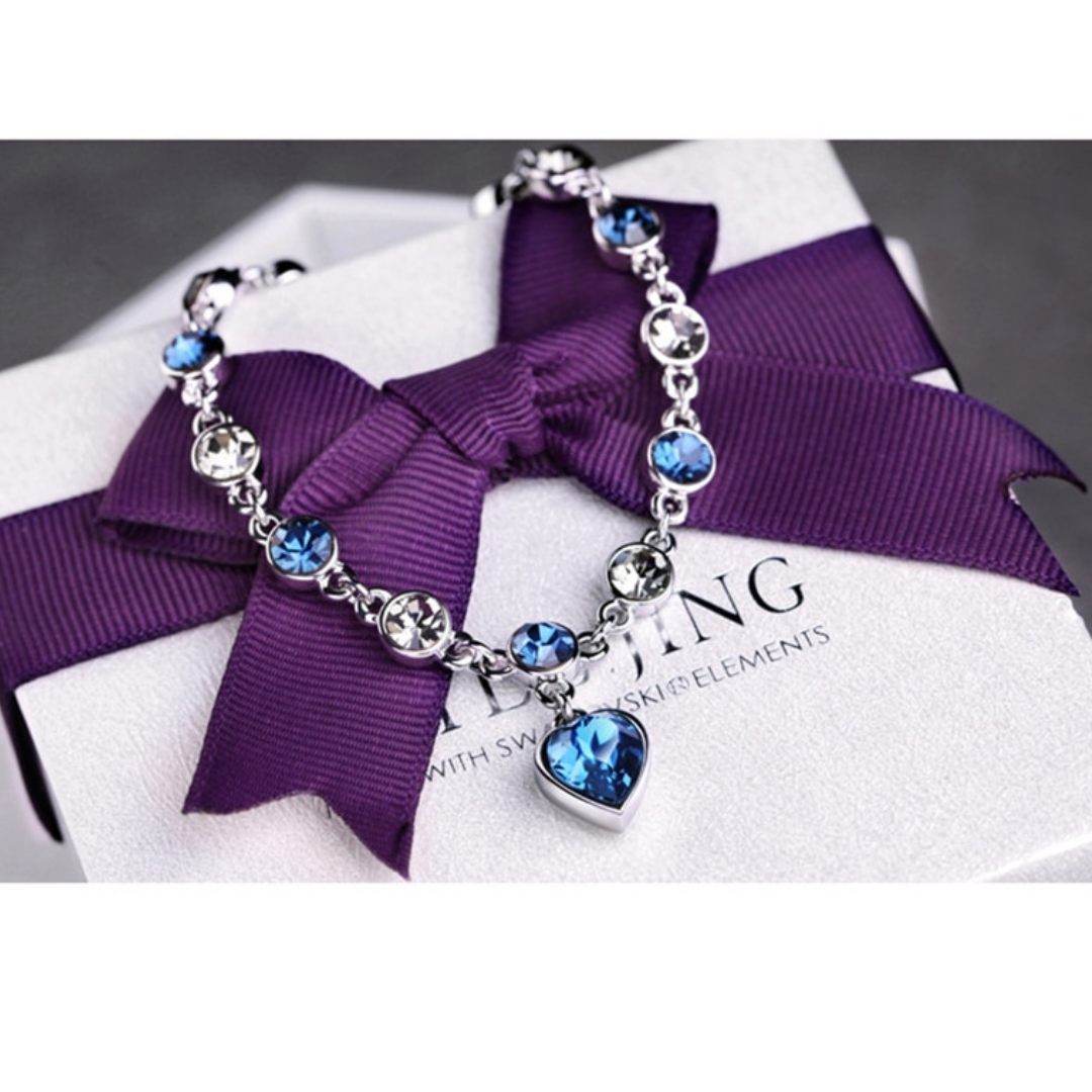 Pulseira Delicada Banhada em Prata - Blue Gem