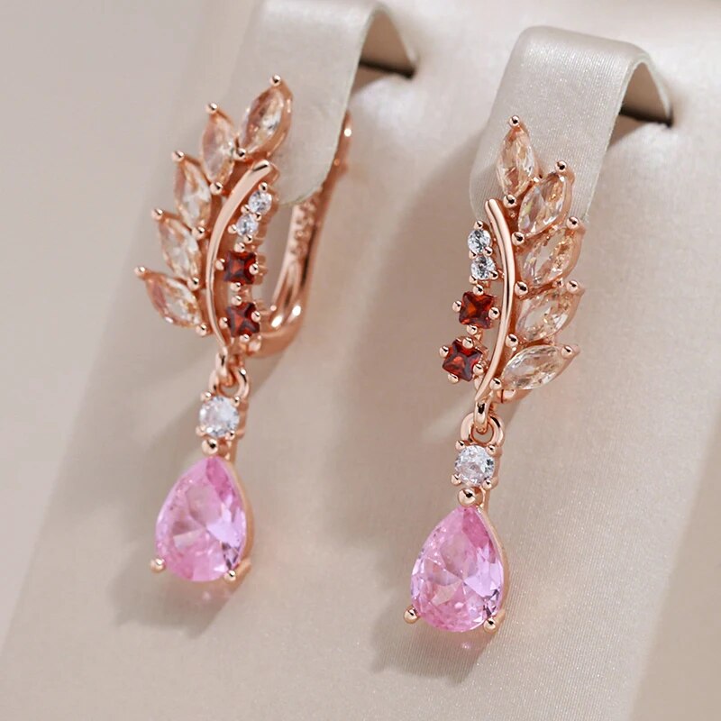 Coleção Luxury - Brincos em Ouro Rosé - Pink