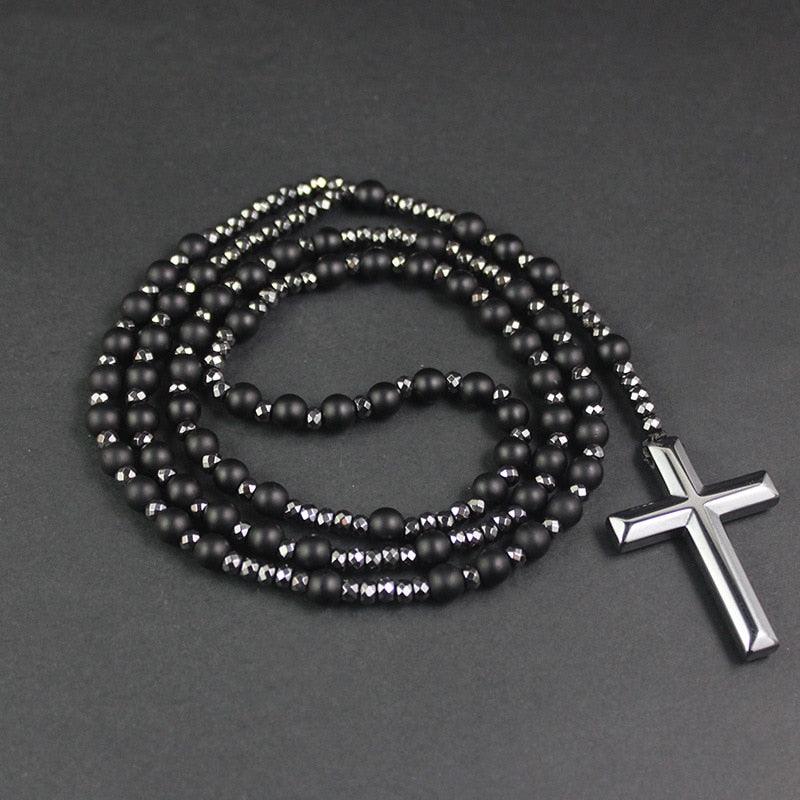 Terço masculino de pedra natural - Black Rosary - Purità Joias