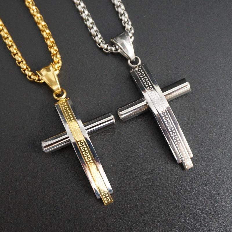 Corrente com Crucifixo Parabólico Banhado a Ouro ou Prata - Purità Joias