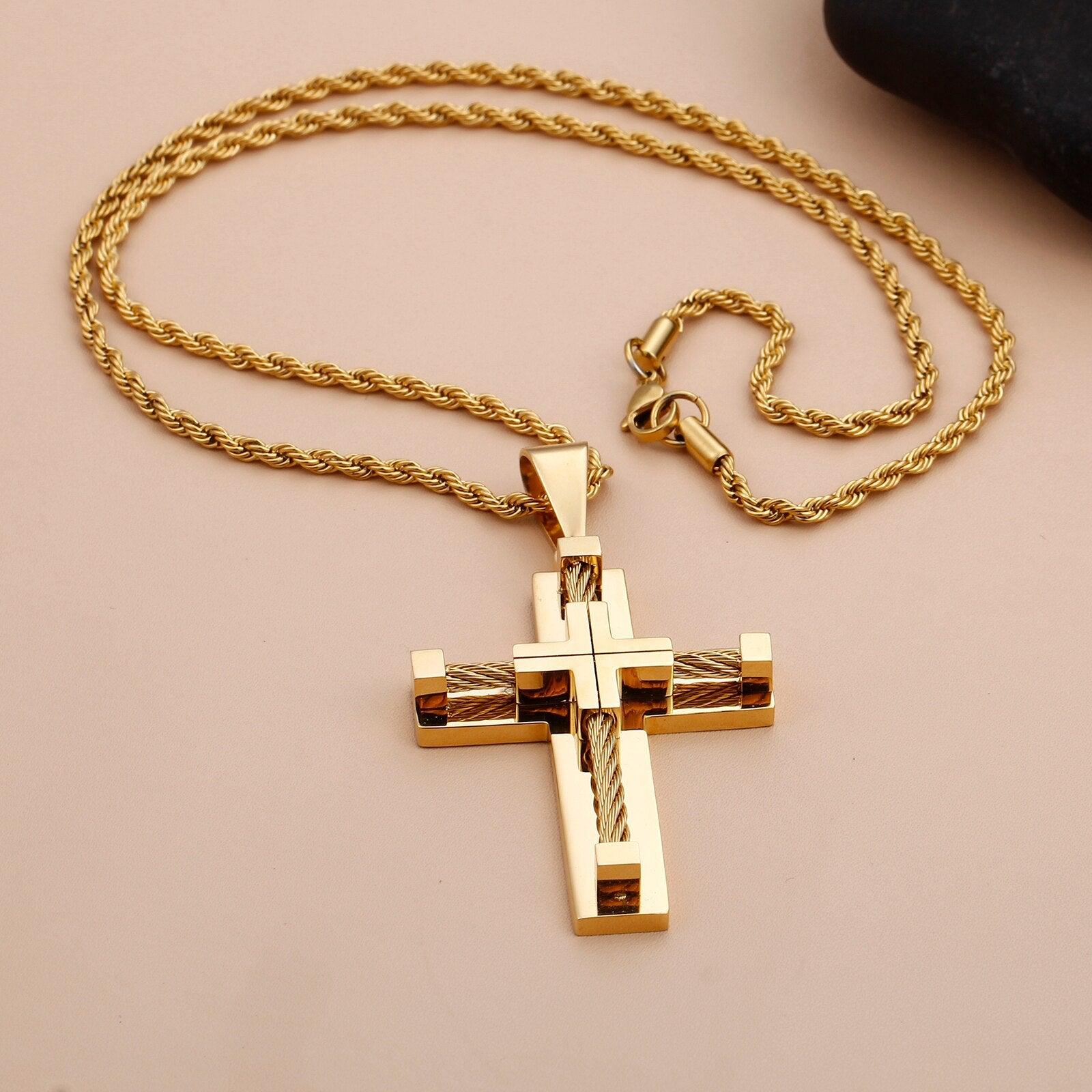 Corrente com Crucifixo em Aço - Purità Joias