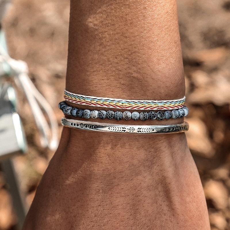 Conjunto Budista 2 Pulseiras + Bracelete em Aço - Equilíbrio - Purità Joias