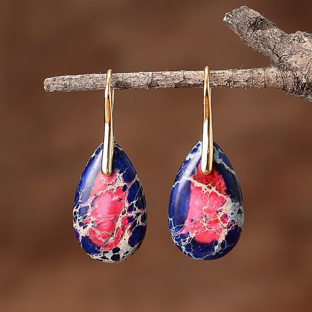 Artesanal - Brincos Jasper Energy Teardrop - Purità Joias