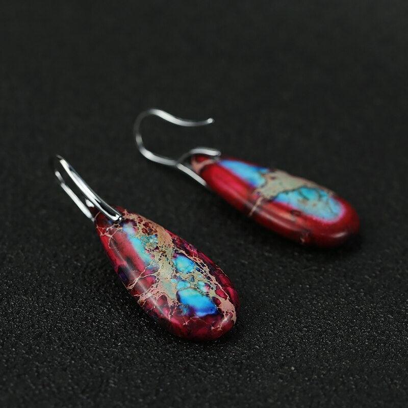 Artesanal - Brincos Imperial Jasper Teardrop - Purità Joias