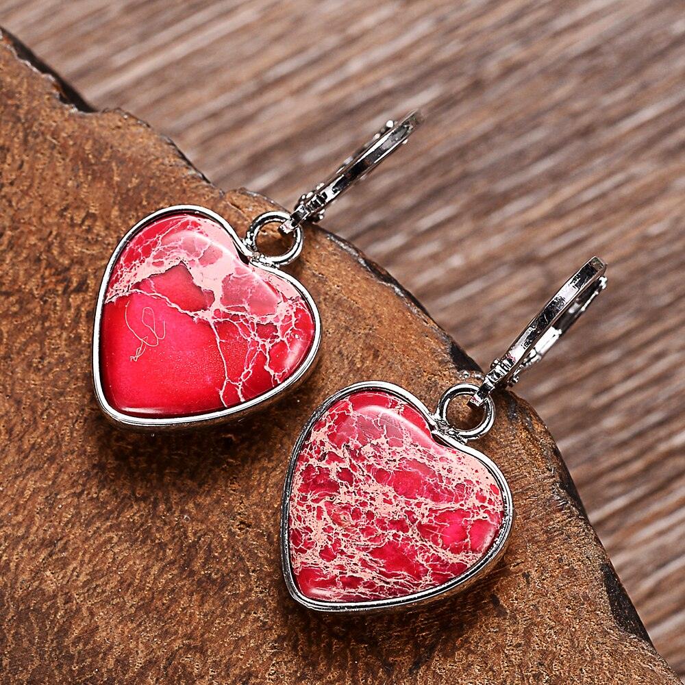 Artesanal - Brincos Red Heart Jasper - Purità Joias